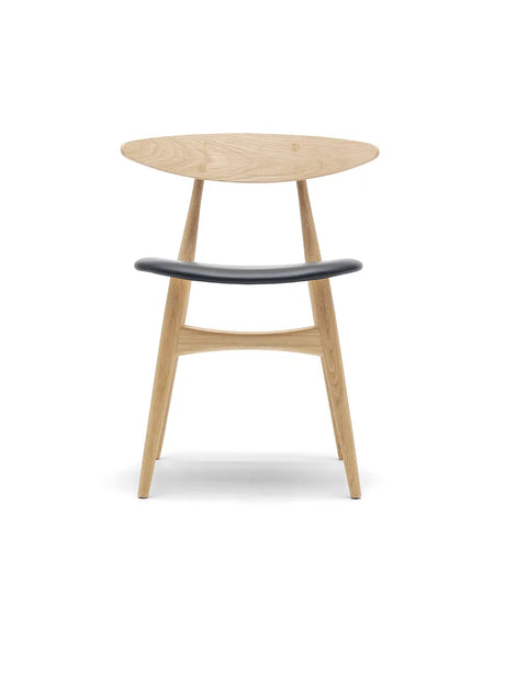 CH33 Stol, sæbebehandlet eg/sort læder af Hans J. Wegner - 1 - Jacobsen Plus