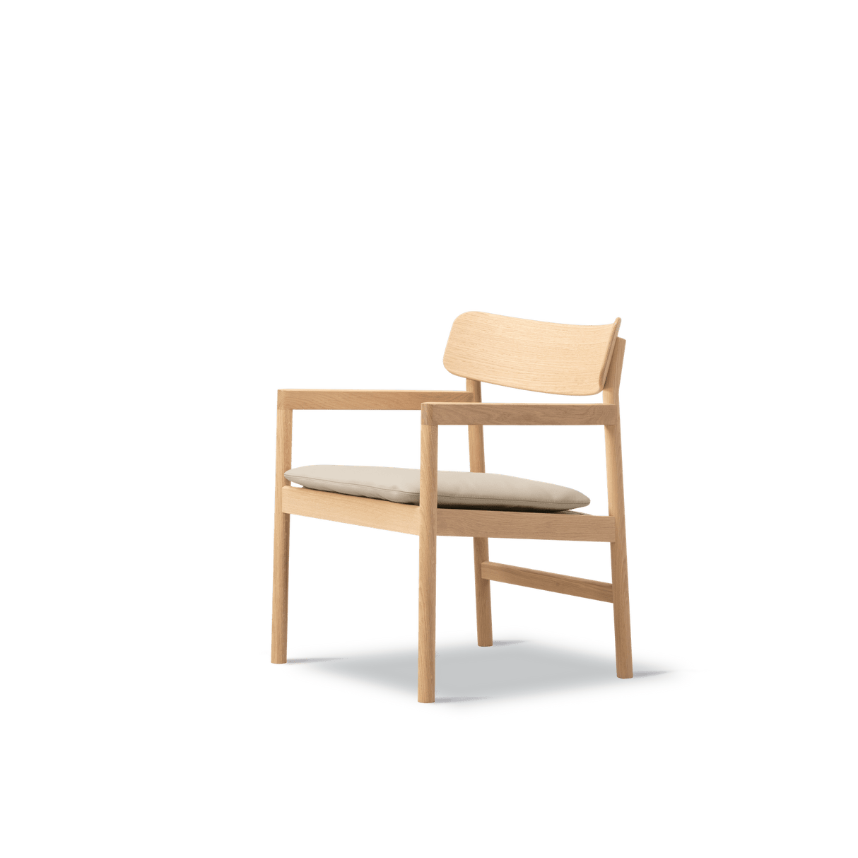 Fredericia Furniture CM3546 Post loungestol af Cecilie Manz - Lys olieret eg - Omni 112 warm grey leather - Jacobsen Plus