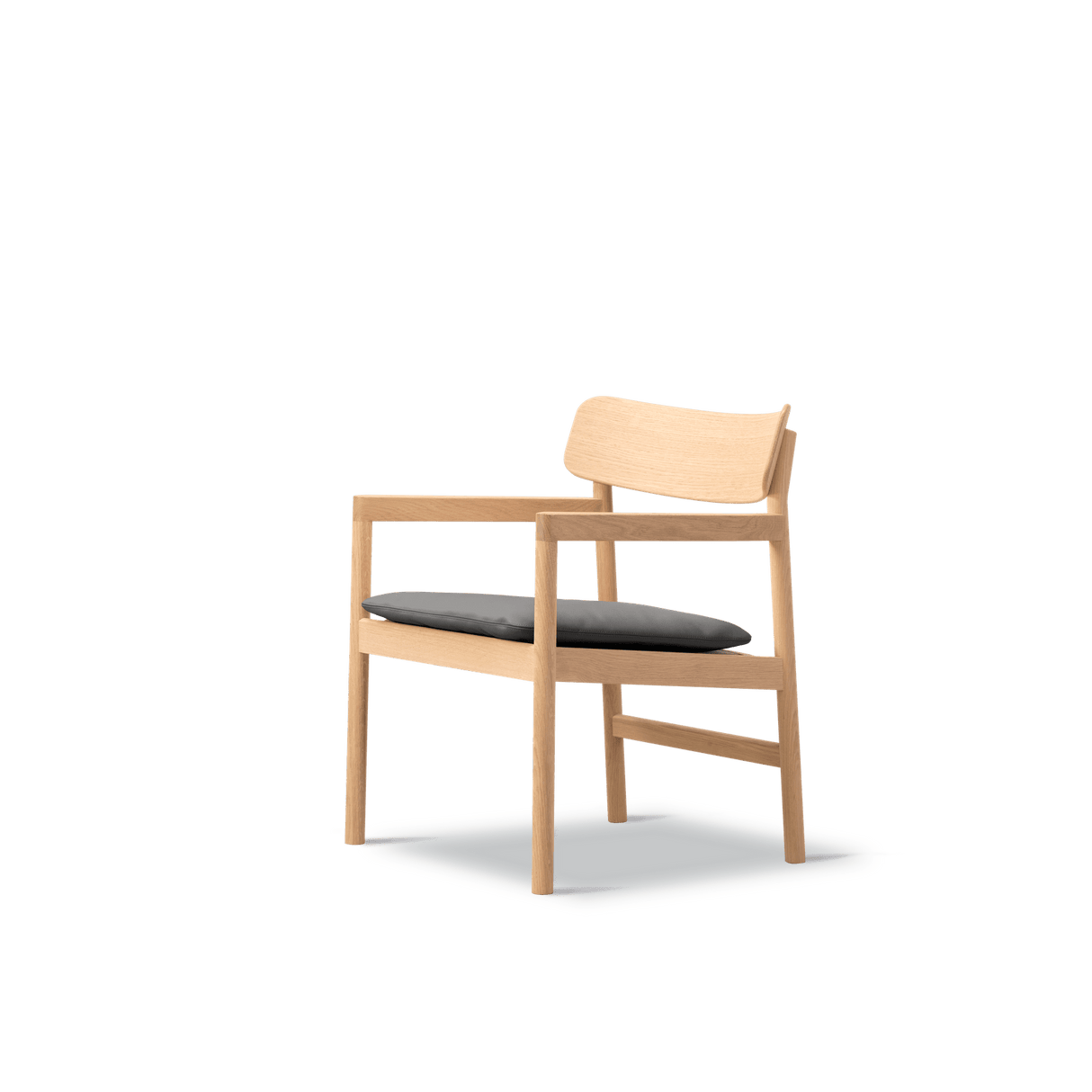 Fredericia Furniture CM3546 Post loungestol af Cecilie Manz - Lys olieret eg - Omni 301 black leather - Jacobsen Plus