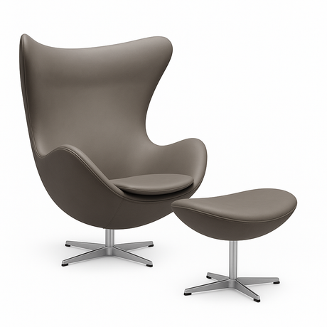 Ægget, Lava Essential læder, med returdrej inkl. skammel af Arne Jacobsen - 1 - Jacobsen Plus