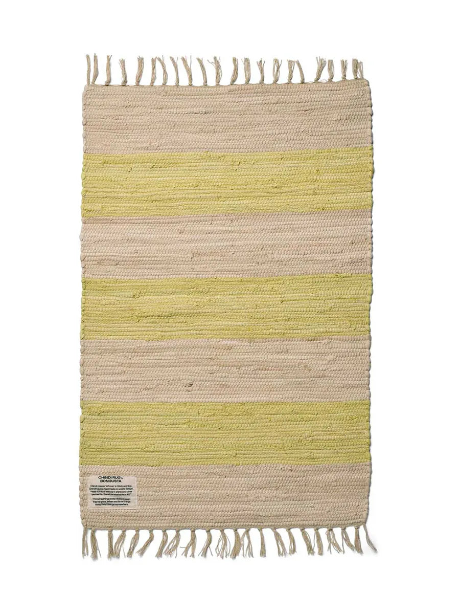 Chindi tæppe, 60x90 cm fra Bongusta - Neon Yellow - Jacobsen Plus