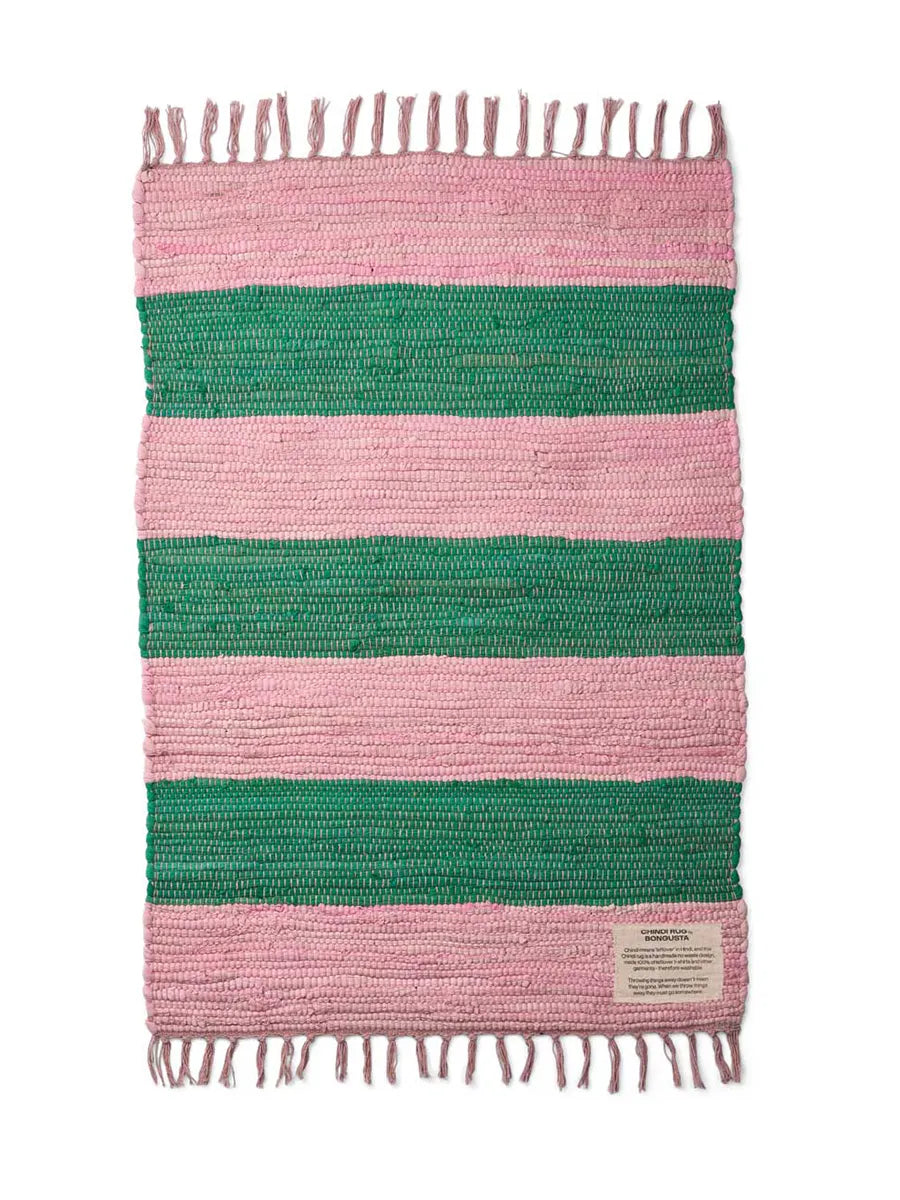 Chindi tæppe, 60x90 cm fra Bongusta - Pink & Grass - Jacobsen Plus