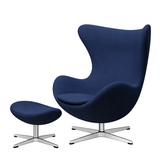 Ægget, Christianshavn stof, drejelig inkl. skammel af Arne Jacobsen - Blå uni 1153 - Jacobsen Plus