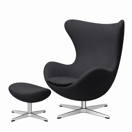 Ægget, Christianshavn stof, drejelig inkl. skammel af Arne Jacobsen - Grå uni 1172 - Jacobsen Plus