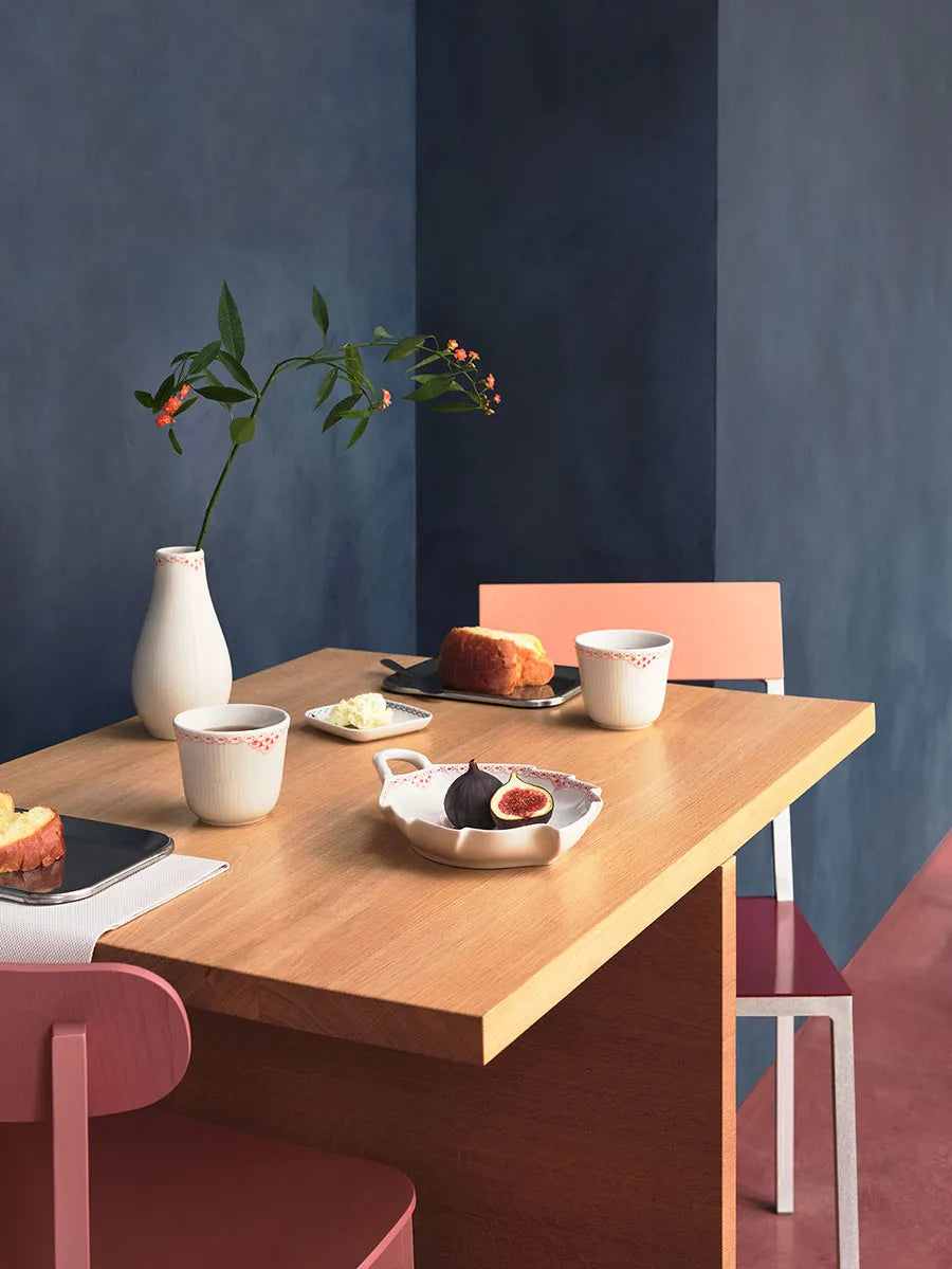 Royal Copenhagen Koral Riflet Blonde Bladformet asiet, 23 cm