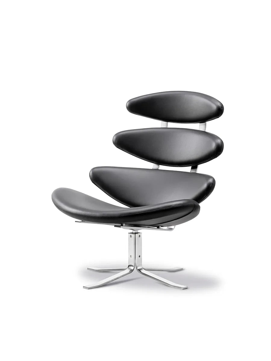 Corona Stol, sort omni 301 læder fra Erik Jørgensen