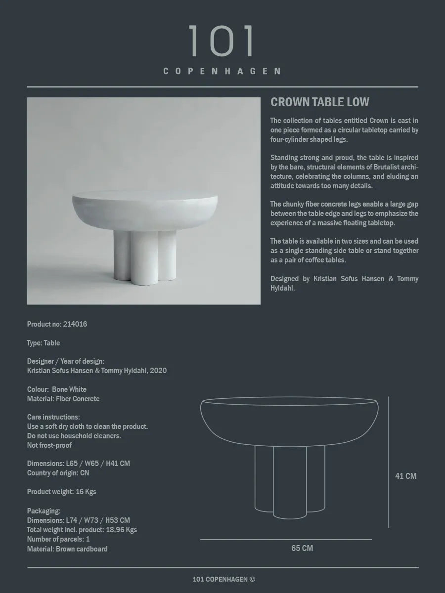 Crown Table, low bone white fra 101 Copenhagen