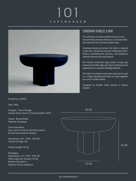 Crown Table, low burned black fra 101 Copenhagen - 5 - Jacobsen Plus