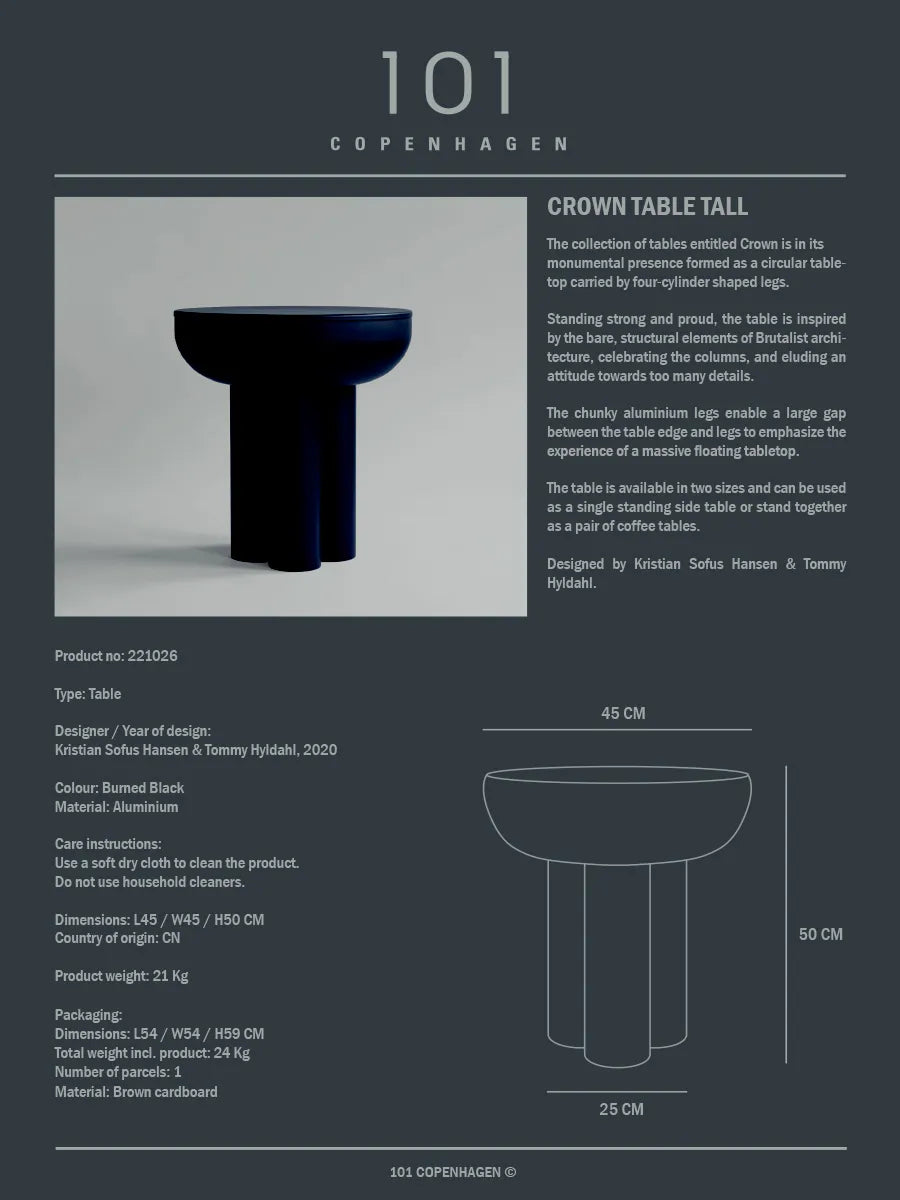Crown Table, tall burned black fra 101 Copenhagen - 8 - Jacobsen Plus