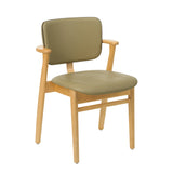 Domus Chair, polstret fra Artek - Honey stained birch - Leather Spectrum Leaf - Spectrum Moss piping - Jacobsen Plus