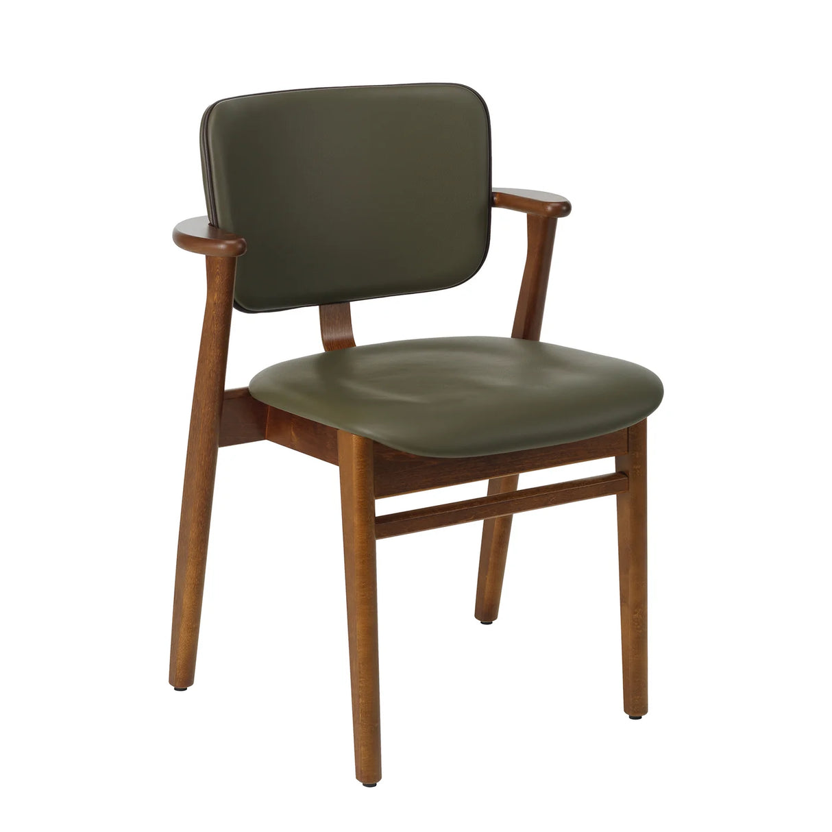 Domus Chair, polstret fra Artek - Walnut stained - Leather Spectrum Moss - Prestige Coffee piping - Jacobsen Plus