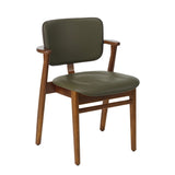 Domus Chair, polstret fra Artek - Walnut stained - Leather Spectrum Moss - Prestige Coffee piping - Jacobsen Plus