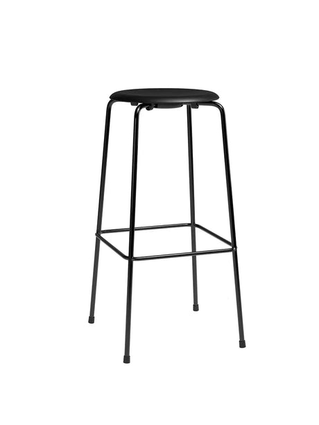 Dot Høj Barstol m. 4 ben, sort stel/sort læder af Arne Jacobsen - 1 - Jacobsen Plus
