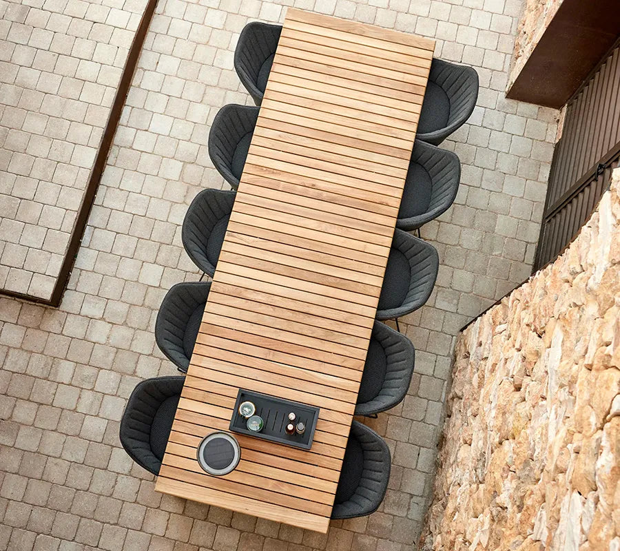 Drop Spisebord m/120 cm udtræk, teak/lava grey fra Cane-line - 3 - Jacobsen Plus