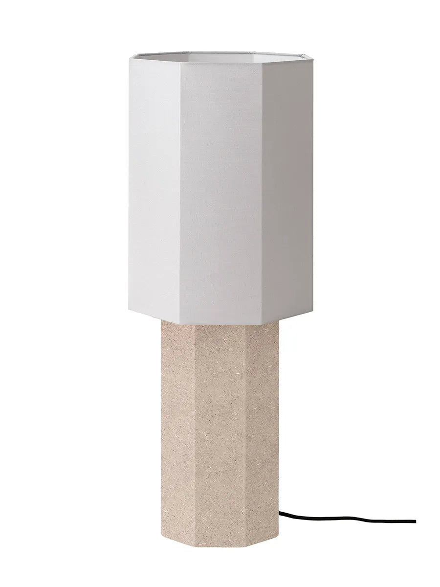 The Eight Over Eight Lamp Large, beige travertine fra Louise Roe
