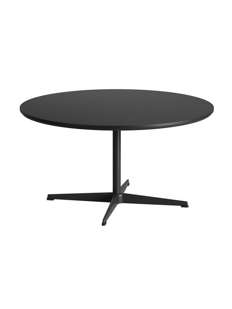 Piet Hein A223 Sofabord, Ø90 cm fra Fritz Hansen - Rusty Red laminat m. alukant - Krom stel - Jacobsen Plus