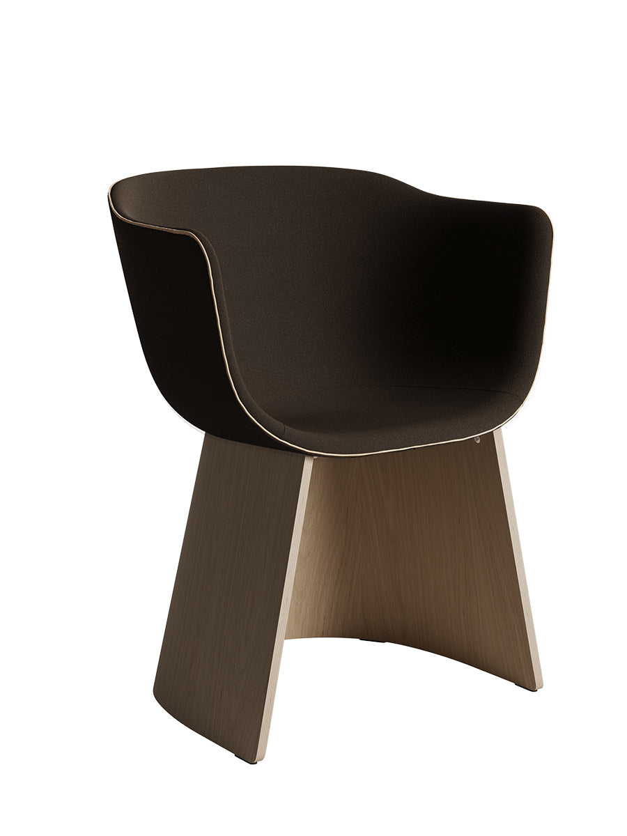 Fritz Hansen - Monolit spisebordsstol m. læderkeder og finér base - 1 - Jacobsen Plus