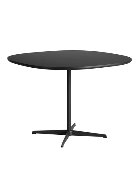 Piet Hein A603 cafébord, 100 x 100 cm fra Fritz Hansen - Sort laminat m. sort ABS-kant - Sort stel - Jacobsen Plus