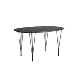 Piet Hein B611 Superellipse spisebord, 135 x 90 cm fra Fritz Hansen - Sort laminat m. sort ABS-kant - Sort stel - Jacobsen Plus