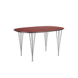 Piet Hein B611 Superellipse spisebord, 135 x 90 cm fra Fritz Hansen - Rusty Red laminat m. alukant - Krom stel - Jacobsen Plus