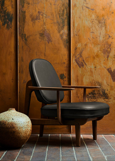 Fred Lænestol, valnødbejdset eg fra Fritz Hansen - Christianshavn - 1110 Yellow - Jacobsen Plus