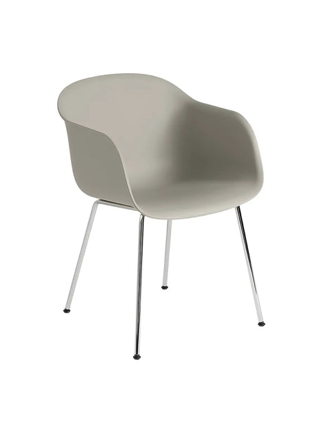 Fiber armchair Tube fra Muuto - Grey- chrome base - Jacobsen Plus