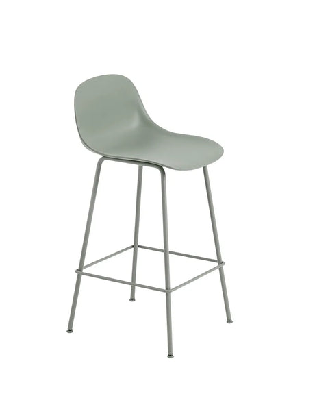 Fiber Barstool tube w. back fra Muuto - Lille / Dusty green- dusty green base - Jacobsen Plus
