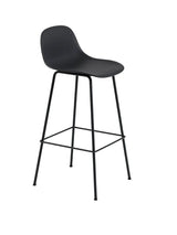 Fiber Barstool tube w. back fra Muuto - Stor / Black- black base - Jacobsen Plus