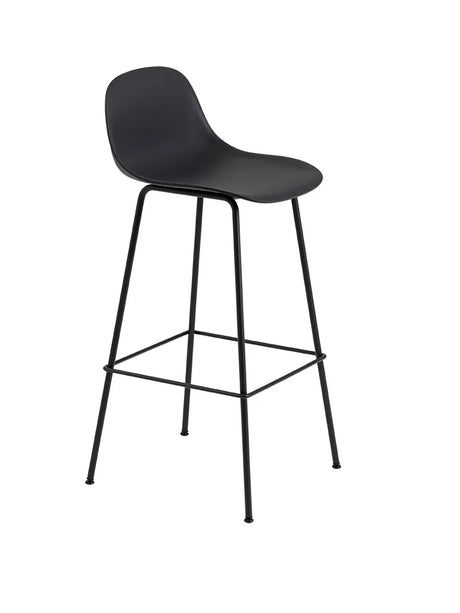 Fiber Barstool tube w. back fra Muuto - Stor / Black- black base - Jacobsen Plus