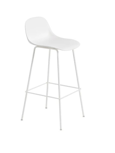 Fiber Barstool tube w. back fra Muuto - Stor / Natural white- White base - Jacobsen Plus