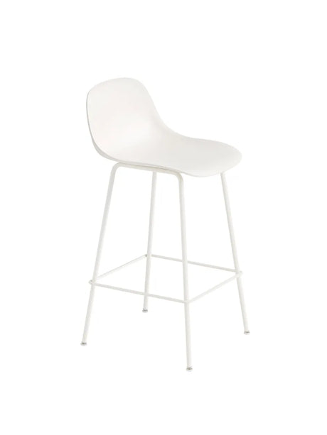 Fiber Barstool tube w. back fra Muuto - Lille / Natural white- White base - Jacobsen Plus