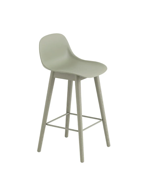 Fiber Bar Stool Wood w. back fra Muuto - Lille / Dusty green- dusty green - Jacobsen Plus