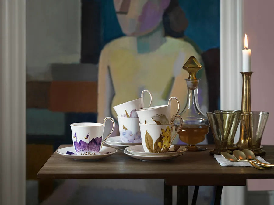 Royal Copenhagen Flora højhankskop med underkop, Magnolia - 4 - Jacobsen Plus