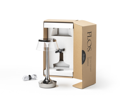 Bon Jour Unplugged – portable bordlampe fra FLOS - Chrome - Jacobsen Plus