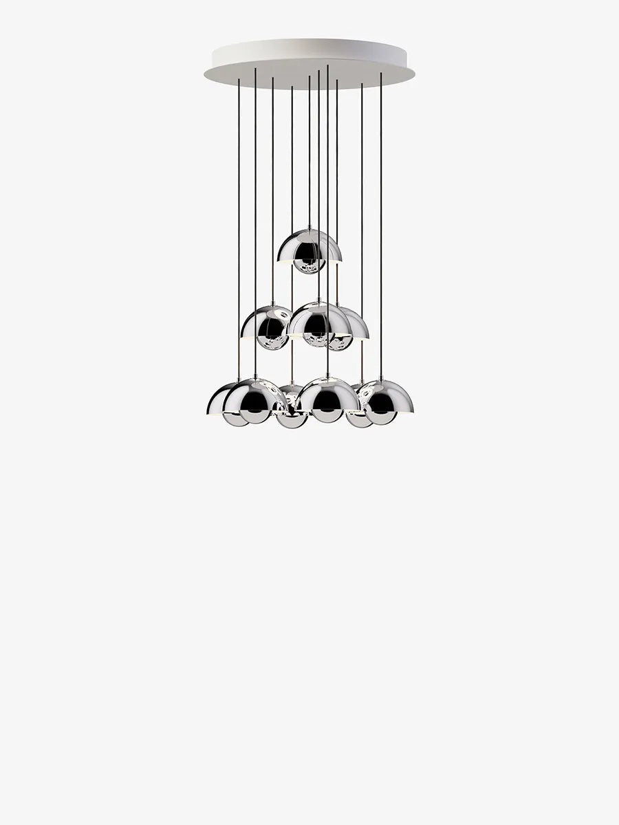 Flowerpot Chandelier VP10, 10 pendants reversed fra &Tradition - Chrome-Plated - Jacobsen Plus