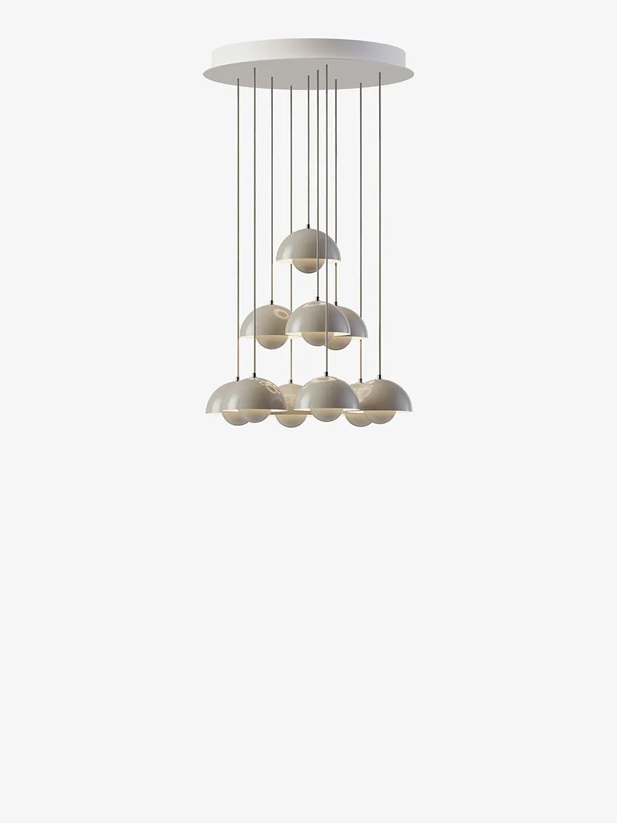 Flowerpot Chandelier VP10, 10 pendants reversed fra &Tradition - Grey beige - Jacobsen Plus