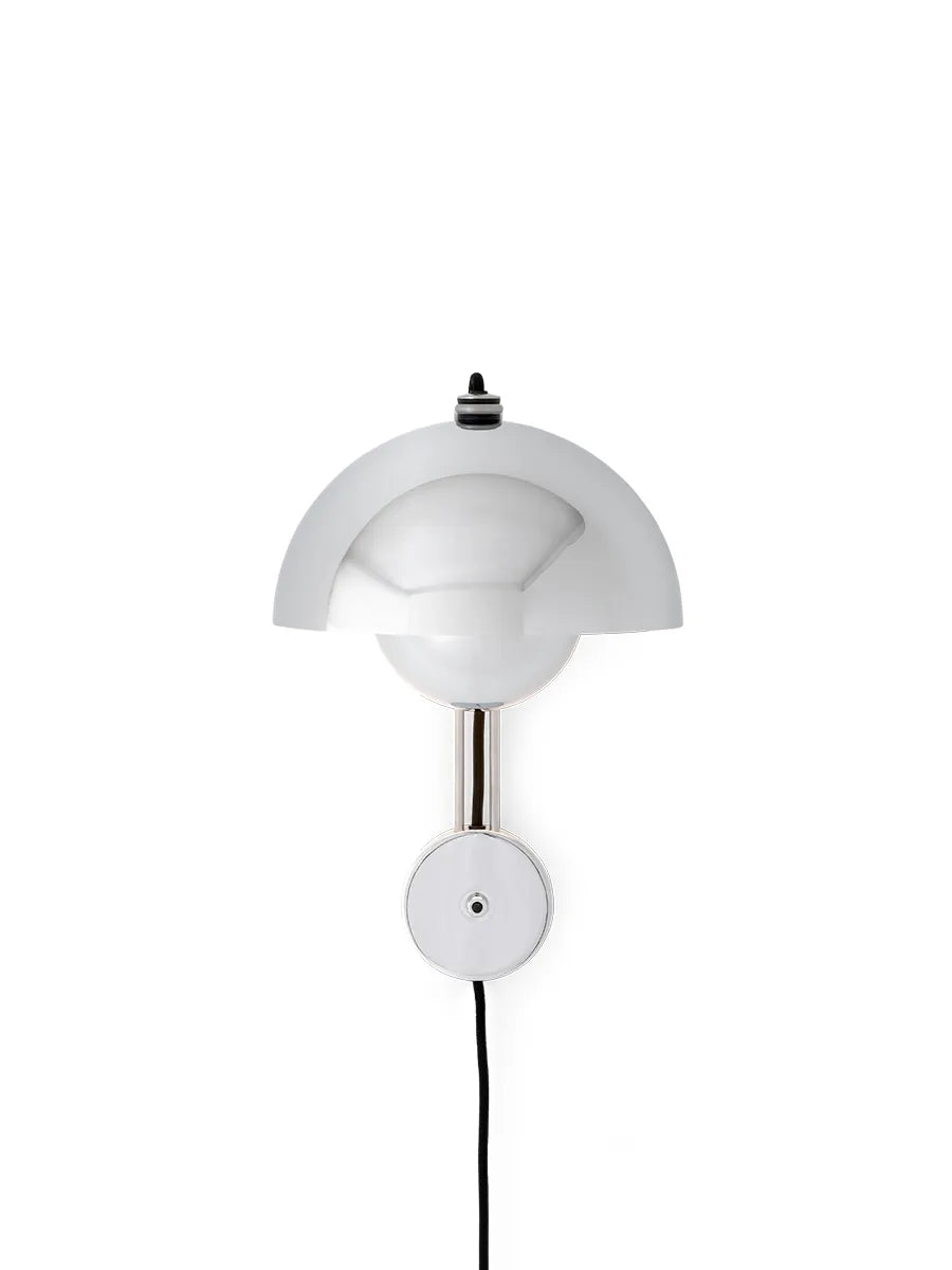 Flowerpot VP8 Væglampe af Verner Panton - Chrome-Plated / Med ledning - Jacobsen Plus
