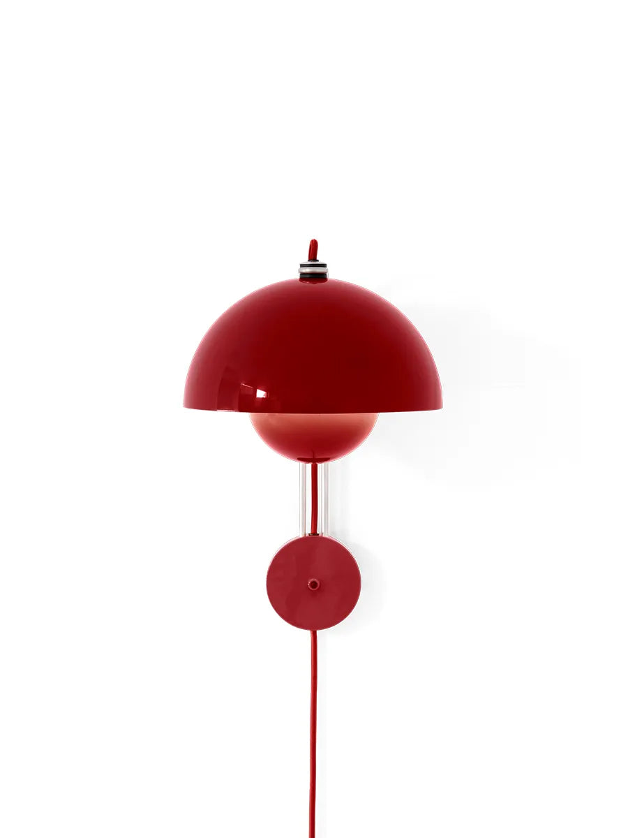 Flowerpot VP8 Væglampe af Verner Panton - Vermilion Red / Med ledning - Jacobsen Plus