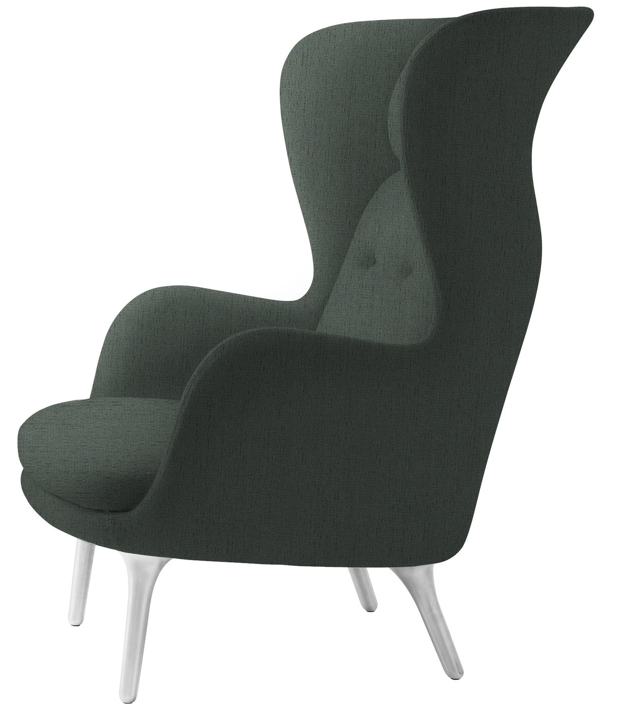 Ro Lænestol m. stel i aluminium fra Fritz Hansen - Christianshavn - 1161 Dark Green - Jacobsen Plus