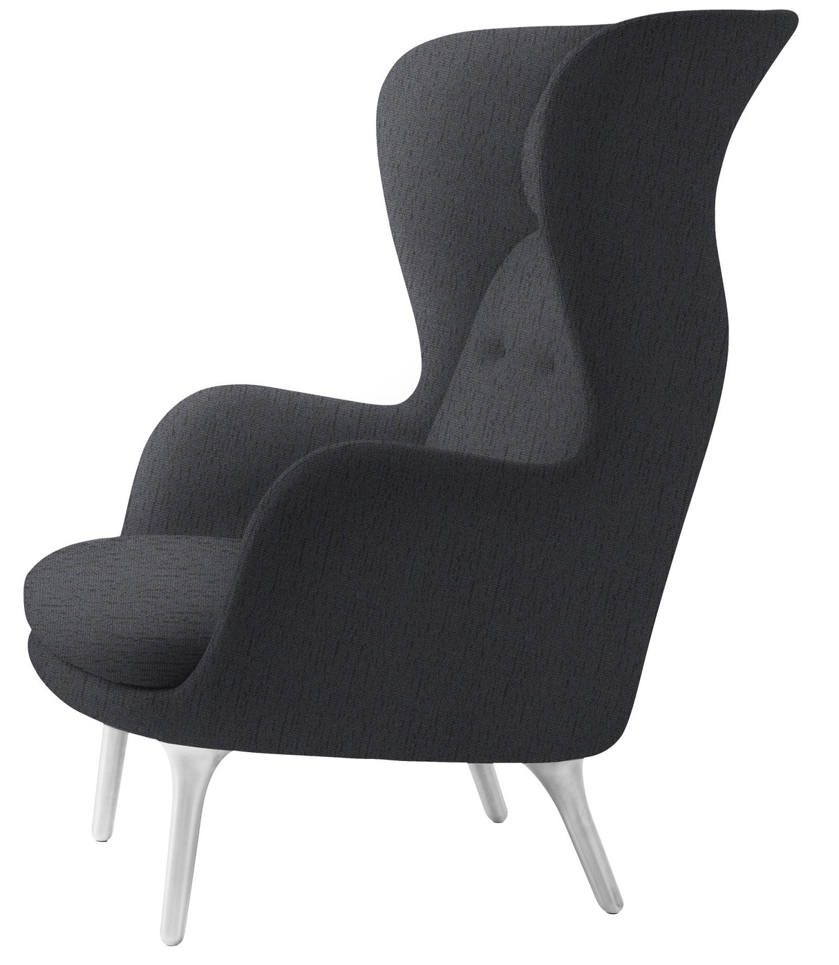 Ro Lænestol m. stel i aluminium fra Fritz Hansen - Christianshavn - 1174 Dark Grey - Jacobsen Plus