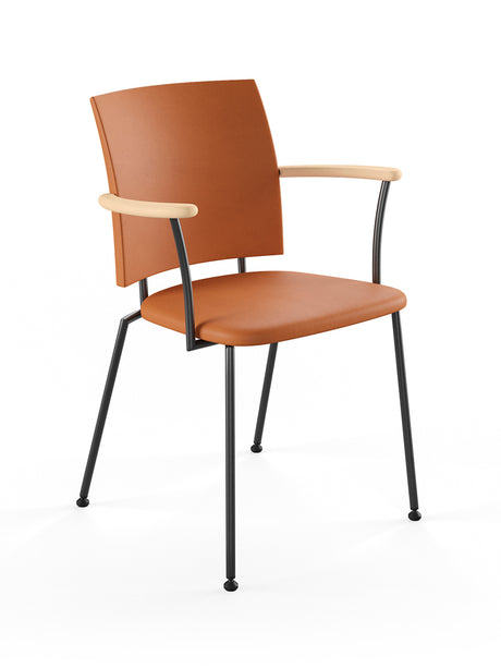 Panther armstol, cognac læder fra Naver Collection - Sort pulverlakeret stål / Ask hvidolie - Jacobsen Plus