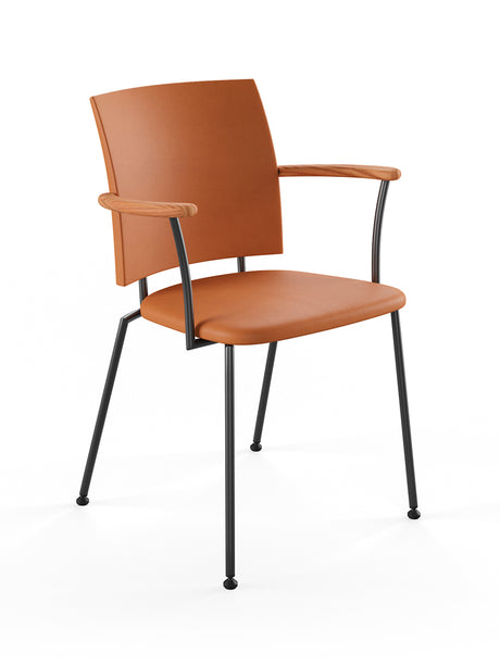 Panther armstol, cognac læder fra Naver Collection - Sort pulverlakeret stål / Elm olie - Jacobsen Plus
