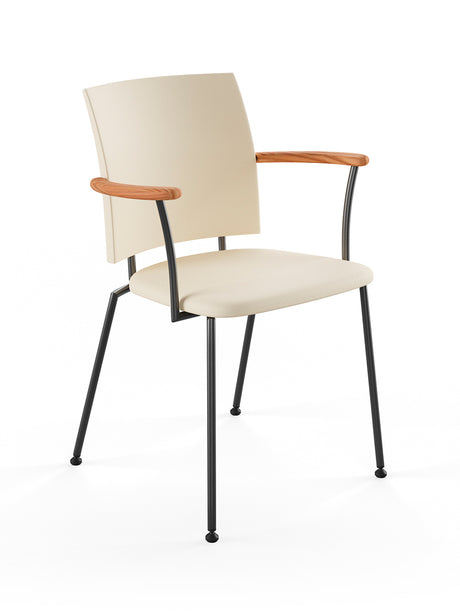 Panther armstol, creme læder fra Naver Collection - Sort pulverlakeret stål / Elm olie - Jacobsen Plus