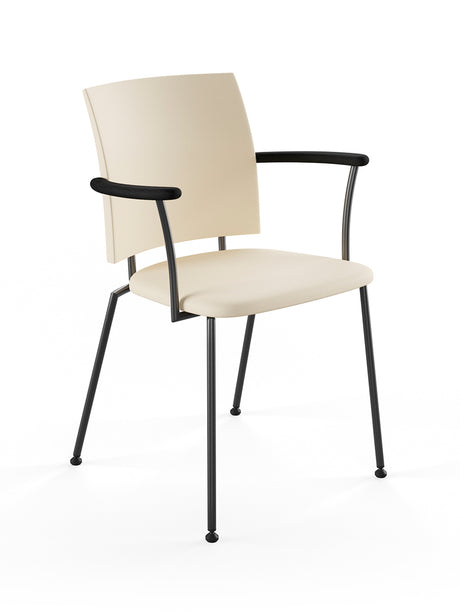 Panther armstol, creme læder fra Naver Collection - Sort pulverlakeret stål / Ask sortbejdset - Jacobsen Plus