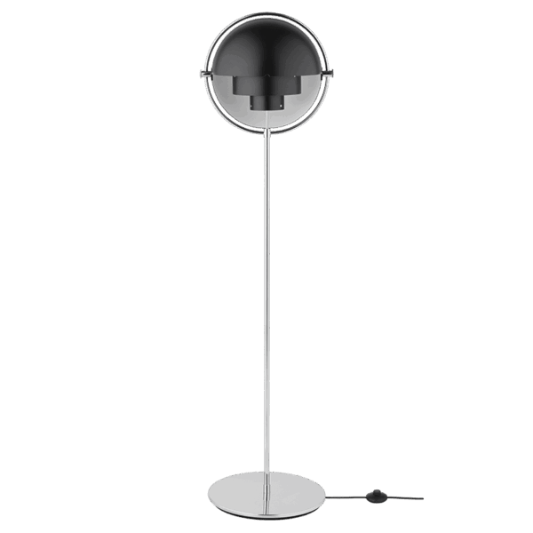 Multi-Lite Gulvlampe fra GUBI - Sort skærm - krom stel - Jacobsen Plus