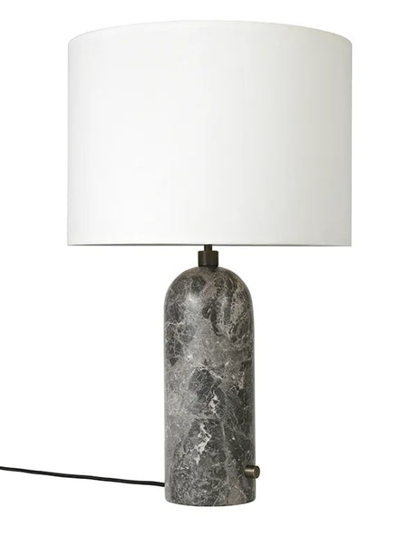 Gravity Bordlampe, large fra GUBI - Hvid skærm / Grå marmor - Jacobsen Plus