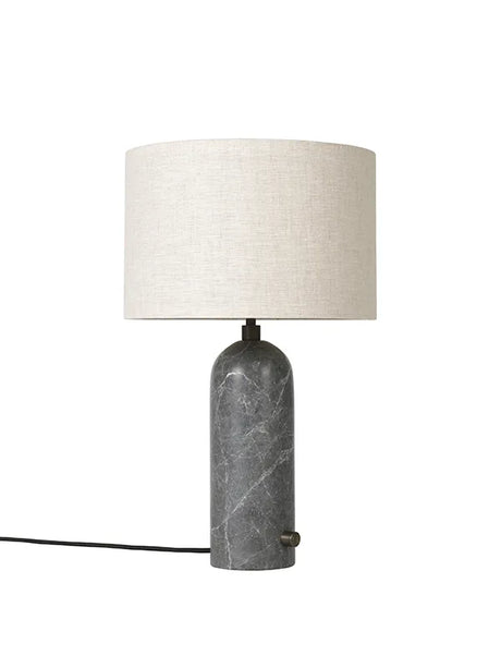 Gravity Bordlampe, small fra GUBI - Canvas skærm / Grå marmor - Jacobsen Plus