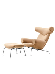 Ox Chair ink. skammel i Vidar Duo 248 med keder i Vegeta læder af Hans J. Wegner