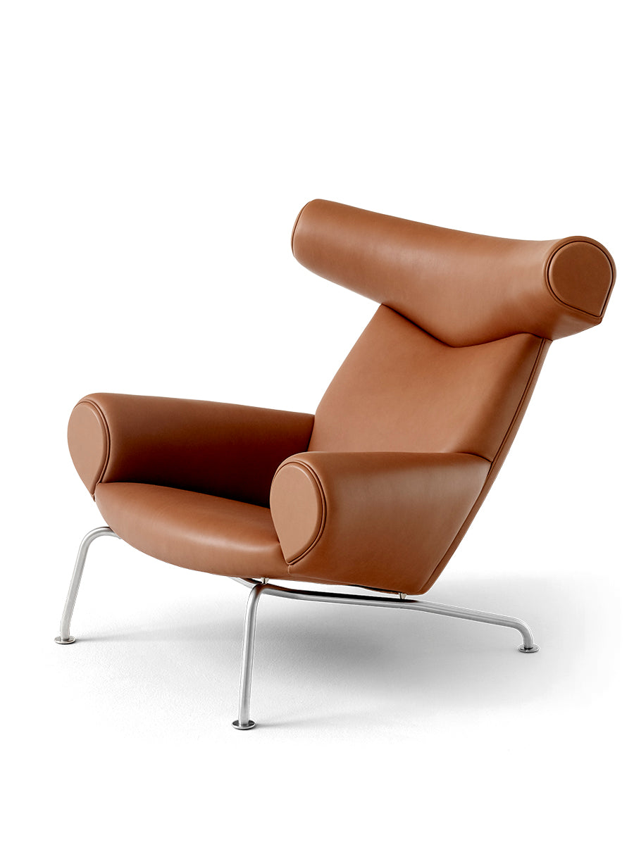 Ox Chair af Hans J. Wegner - Max 95 Cognac læder - Børstet rustfrit stål stel - Jacobsen Plus