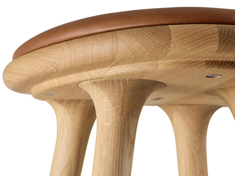 High Stool, olieret egetræ, Nuance Walnut læder, 69 cm, lav barstol fra Mater - 3 - Jacobsen Plus